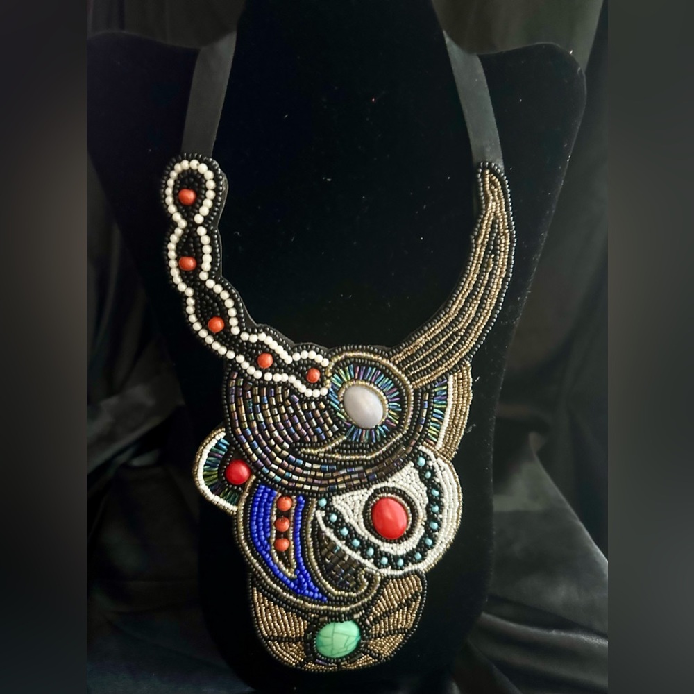 Gorgeous tribal multi color choker.
